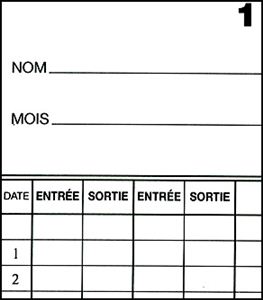 Pointeuse R 10 fiches de pointage carton P10  Horosys
